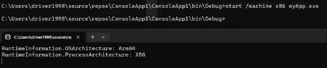 start /machine x86