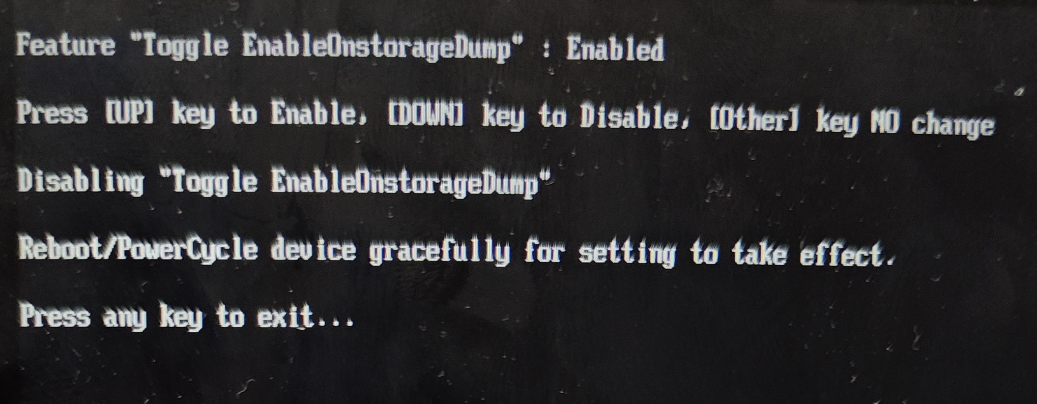 Toggle EnableOnstorageDump